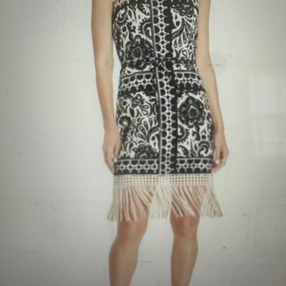 Tahari ASL Women's Border-Print Fringe Sheath Dress‎ - Picture 1 of 5